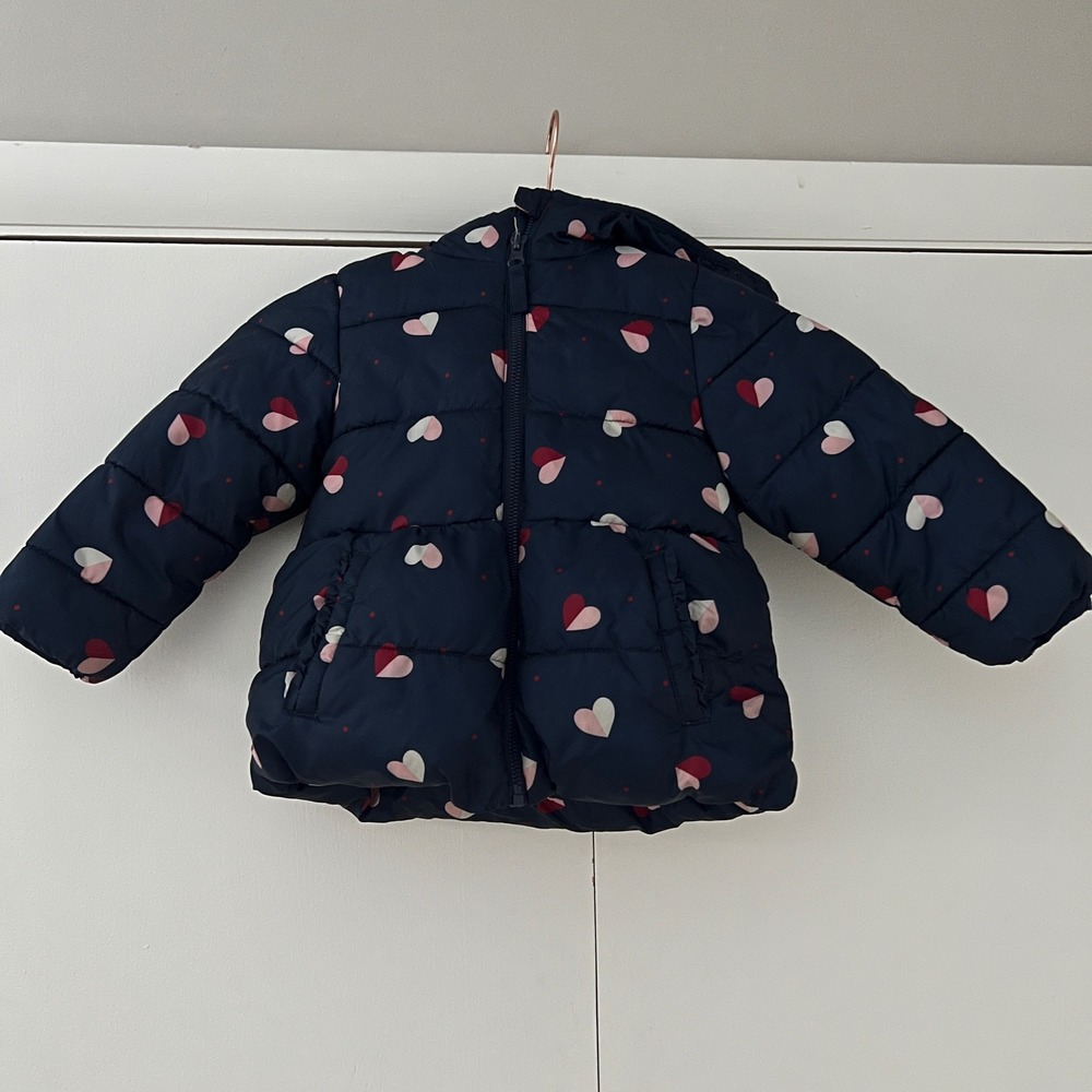 Wonder Nation‎ Toddler Girls Heart Print Puffer Jacket Blue Cove WTG39917 3T